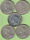 Lot Of 5 Canadian 5 Cent Coins 1929  1930  1931  1935   1944 Km29   Km40a