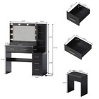 Vanity Desk With Mirror 10 Led Lights  5 Drawers  Makeup Vanity Table W charging