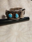 Vintage Native American Navajo Sterling Silver And Turquoise Cuff Bracelet 
