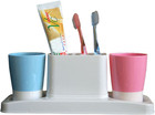 Bathroom Toothbrush Toothpaste Stand Organizer Plastic Storage Rack Set
