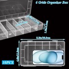 10 Pack 6 Grids Tackle Box Organizer  Plastic Organizer Box  Clear Organizer    