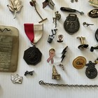 Vintage Junk Drawer Lot Knives Presidential Pins Buttons And More
