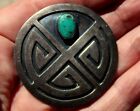 Large Old Pawn Navajo Handmade Sterling Silver   Turquoise Stone Brooch Pin