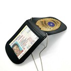 Genuine Leather Officer Lanyards   Badge Id Holders Black Unisex Security Weapon