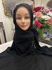 Muslim Hijab Black Scarf Jersey Long Hijab Plain Soft 34 Inchesx80 Inches 