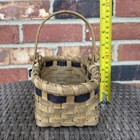 Rare Vtg Pas    97 Wicker Basket Movable Handle Dark Trim Ribbon 10   x5   x7 5    Vgc
