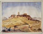 The Hills Of Rome Vintage Mid-century Modern Watercolor Signed