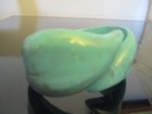 Vintage Mid Century Modern Blue Turquoise Grey Mold Plastic Hinged Cuff Bracelet