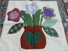 Vintage Handmade Table Top Centerpiece Quilt  Hand Quilted Flower Pattern
