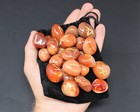 Carnelian Rune Stone Set Of 25   Velvet Storage Pouch  elder Futhark Runes 