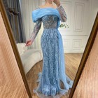 Green Mermaid Floorlength Luxury Beaded Pearls Evening Dresses Wedding Party