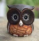 Hand Carved Wooden Owl Sculpture Painted Carving Wood Bird Figurine Statue Decor
