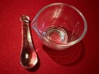 Vintage 1940 s Footed Mortar   Pestle Pharmacy Apothecary Heavy Glass 4 Oz