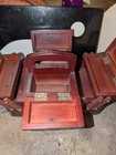 Vintage Singer Sewing Box Accordion Fold Out Wooden Sewing Carry Caddy Organizer