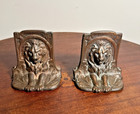 Vintage Pair Of Figural Lion Bookends 1920 s Metal Bronze Stopper Divider Lions