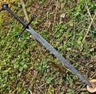 Medieval Knight Templar Damascus Steel Sword   Full Tang Two-handed Greatsword