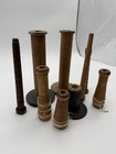 Lot Of 9 Antique Wooden Spools   Bobbins Industrial Textiles Vintage Wood Sewing