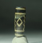 Pre-1800s Indo tibetan Old Agate 4 Zigzag Line Vajra 2 Eye Dzi Bead 14 43mm