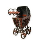 Vintage Antique Look Baby Carriage Doll Buggy Victorian Pram Wood Metal Wheels