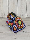 Wix  rika Huichol Jaguar Head     Handmade With Colorful Glass Beads On Beeswax