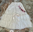 Vintage Satin   Lace Ruffle Skirt With A Bow Size S   Med Free Shipping   