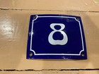 Vintage Style Blue Enamel Porcelain French House Number Door Steel Metal Sign 8