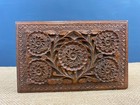 Lovely Antique Vintage Intricate Carved Wooden Trinket Box With Secret Lock