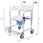 Bedside Commode Chair Transport Shower Wheelchair Toilet Rolling Transport Chair