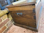 Old Antique Pine Chest  Vintage Wooden Storage Trunk  Blanket Box  Coffee Table 