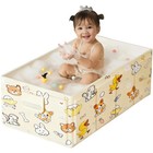 Foldable Baby Bathtub Portable Infant Bath Tub Animal Print Yellow