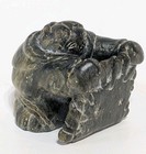 Vintage Inuit Woman Tanning Hide Carved Soapstone Sculpture Eskimo Signed 3 