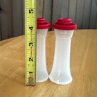 Tupperware Small Hourglass Salt And Pepper Shakers Set - Red Seals  retired 