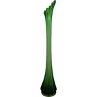 18 25    Le Smith Ribbed Green Glass Swung Vase Mid Century Modern Mcm Vtg