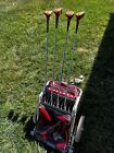 4 Acushnet Titleist Persimmon Woods And 1950s Vintage Riviera Golf Caddy 