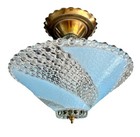 Antique vintage 1930s-1940s Art Deco Nouveau Blue Bubble Glass Light Fixture