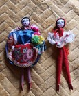 Pair Vintage Portugal Sintra Region Folk Art String yarn Dolls-man   Woman 10 