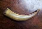      Antique Carved Black Powder Horn Tacks Native American  Muzzleloader Rifle