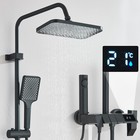 Black Rainfall Shower Faucet Set Bathroom Exposed Shower System With Mixer Valve