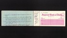 1946 Imperial Bank Of India Cheque Book With 11 Unissued Cheques   Re-order Form