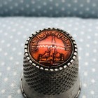 Vtg Walt Disney World Souvenir Pewter Thimble W  Cinderella Castle In Orange
