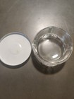 Vintage Ornate Glass Powder Jar With Metal Floral Patterned Lid