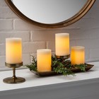 4pk Threshold 5  X 3  Led Flameless Black Wick Pillar Candle White