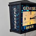 Vtg Genesee Beer Rathskellar Clock Simulated Stained Glass Lighted Clock Works