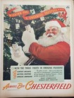 Lot Of 2 Vintage 1945  Chesterfield Print Ad Ephemera Wall Art Decor Santa