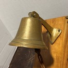 Vintage Heavy Solid Brass Ship Bell With Wall Mount Bracket Nautical Decor