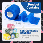 20 Pack Elastic Cohesive Bandage Wrap For Wound And Injury Care