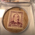 Spanish Civil War Stamp Money 25 Cent Icg Genuine 1936-1939