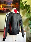Vintage Phase Bx Usa Flag Leather Bomber Jacket Xl Genuine Leather Rare
