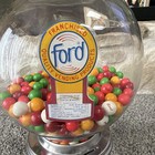 Ford Gumball Machine Glass Globe Metal Base With Colorful Gumballs Display