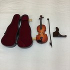Miniature Violin Music Box With Bow  Case And Stand